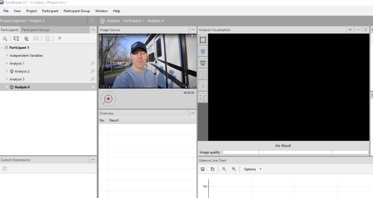 FaceReader showing video from Broadcaster