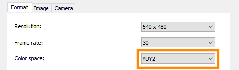 Color Space YUY2 Selection