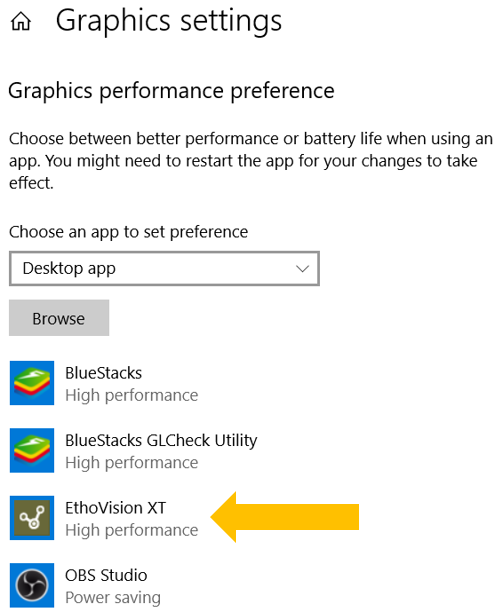 App selection for GPU preferences