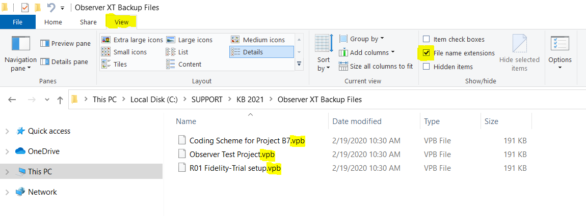Show file name extensions in Windows 10