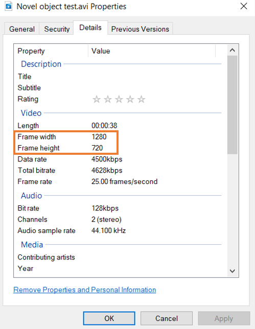 Video Resolution Details