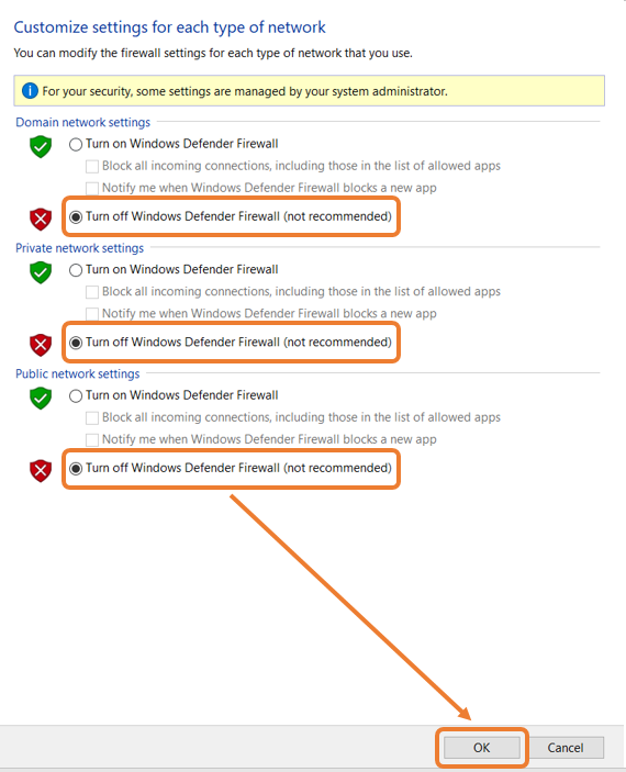 Disable Windows Firewall