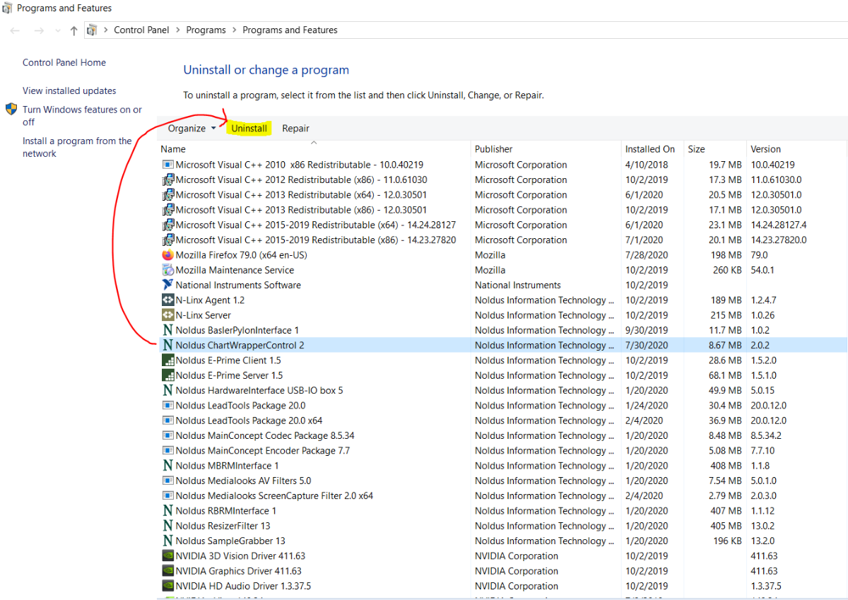 Chart Wrapper Control in Programs List