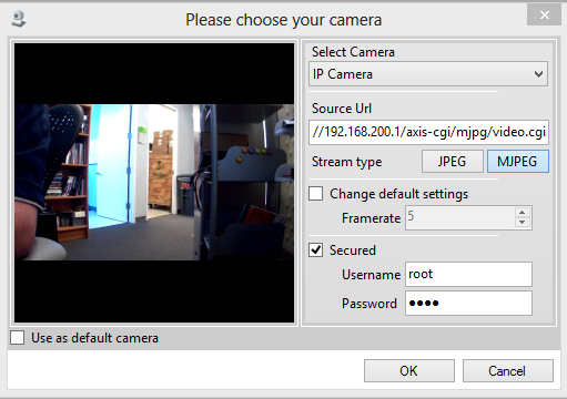 IP Camera Configuration Screenshot