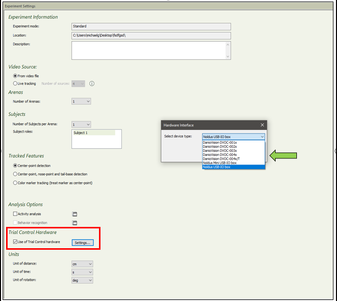 I/O Box Interface Selection