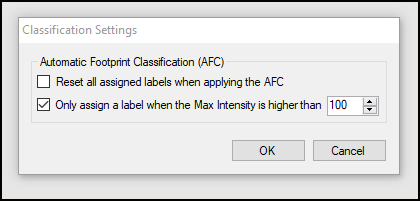 Classification Settings screen