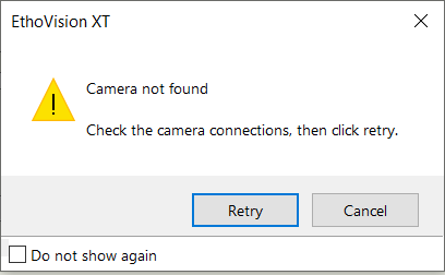 Camera Not Found Message