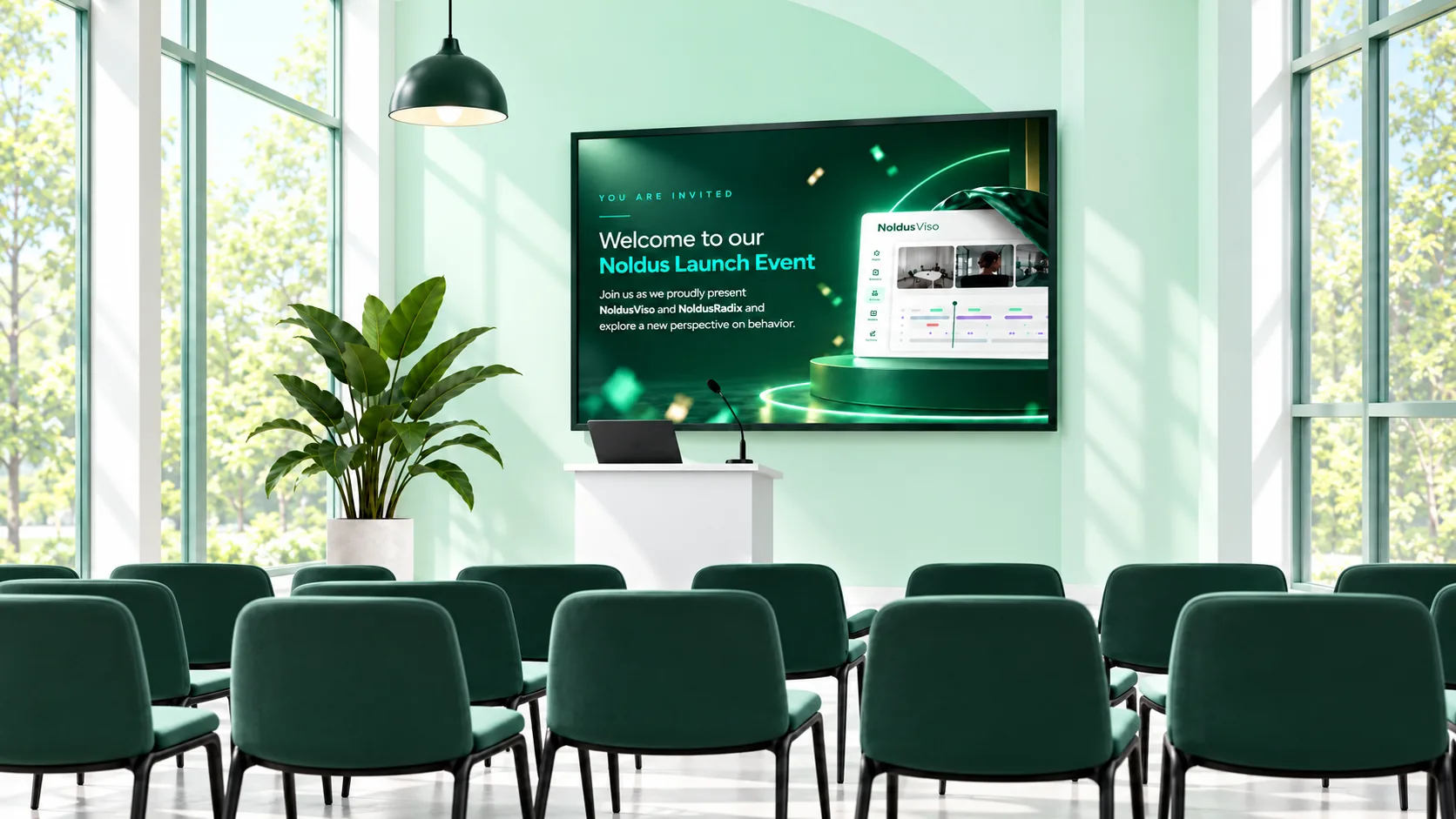 The NoldusViso launch event in Wageningen, with guests attending in person and online